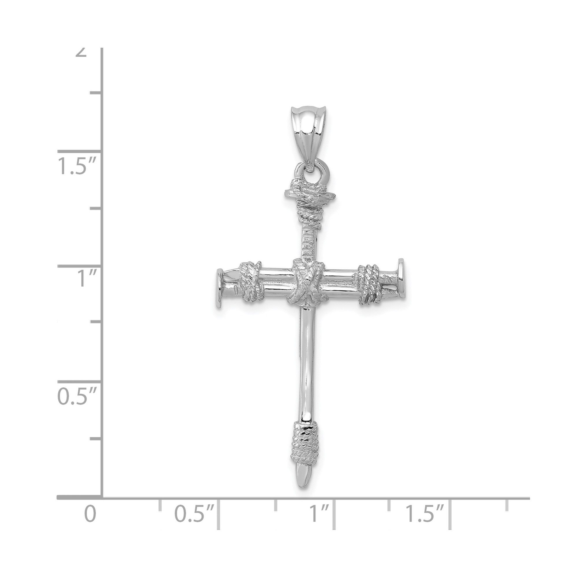 14k White Gold Diamond Cut Cross Pendant for Men and Women with Textured Nail Design Latin Style Religious Jewelry for Daily Wear Spiritual Necklace Charm Layered Look