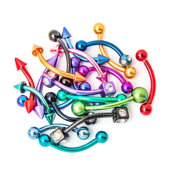 Anodized 16G Curved Barbell Eyebrow Piercing Barbells 16G