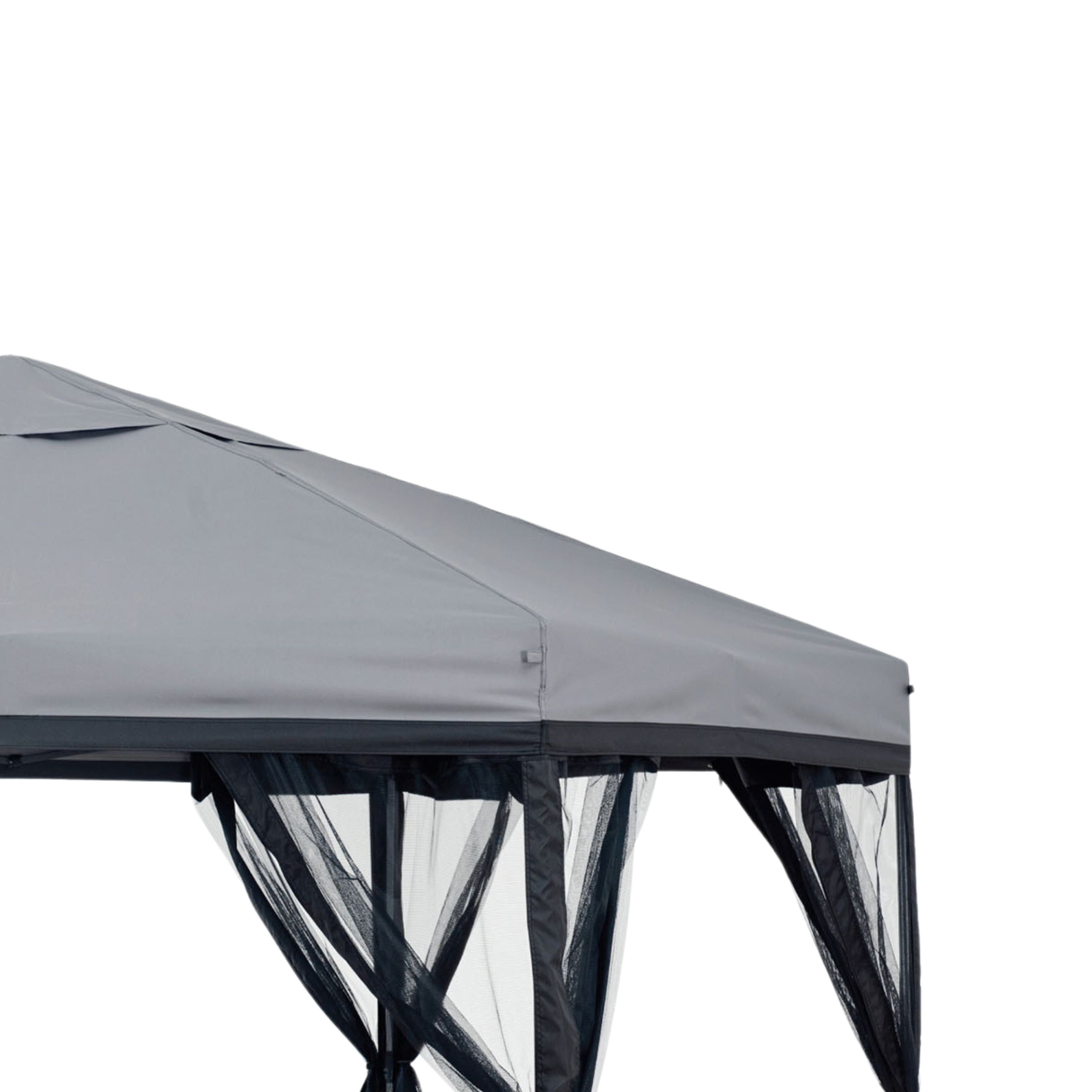 Furniture of America Aaron 11'x11' Outdoor Gazebo with Soft Top Canopy and Mosquito Netting, Gray