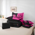 thumbnail image 6 of Castle Fairy King And Queen Crown Twin Bedding Sets 7-Piece for Female Men Women,Happy Valentine's Day Bedding Comforter Set Microfiber,Black Pink Breathable Sheet Sets,Microfiber Bedroom Decor, 6 of 8
