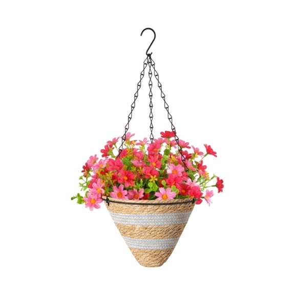 Realistic Artificial Flower Baskets Indoor Outdoor Decor Lifelike Fake Plants