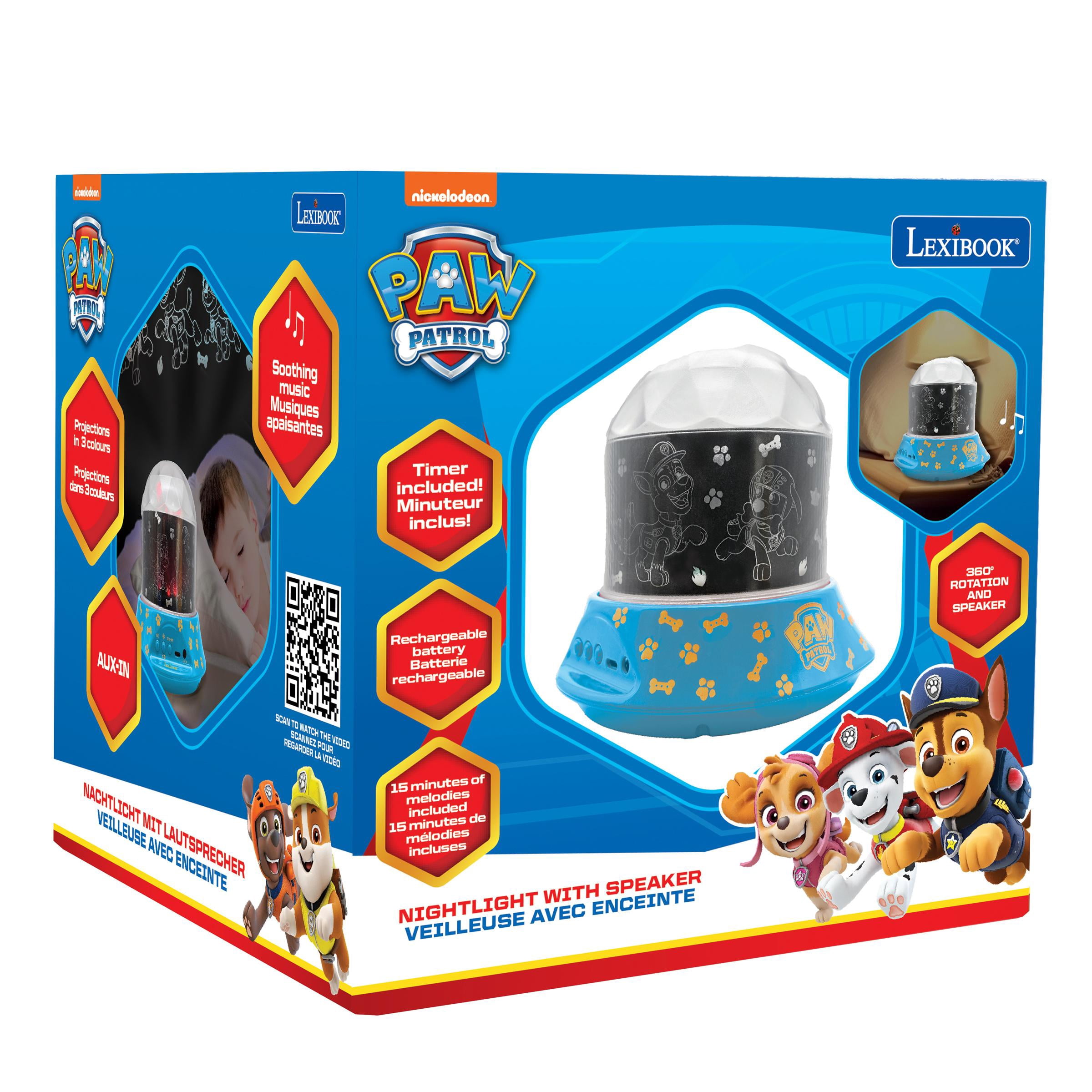 Lexibook, Paw Patrol, Nightlight with Speaker, Projections of the Paw Patrol Universe, Kaleidoscopic Lights on the Ceiling, Speaker with Auxiliary Plug, Rechargeable