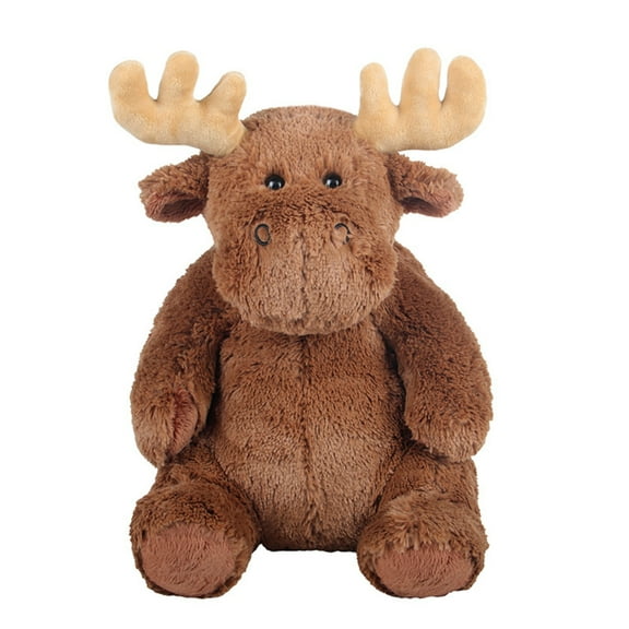Plush Moose Stuffed Animal Soft Toy for Kids and Adults Huggable Cuddly Animal Figure with Antlers for Home Decor Gift