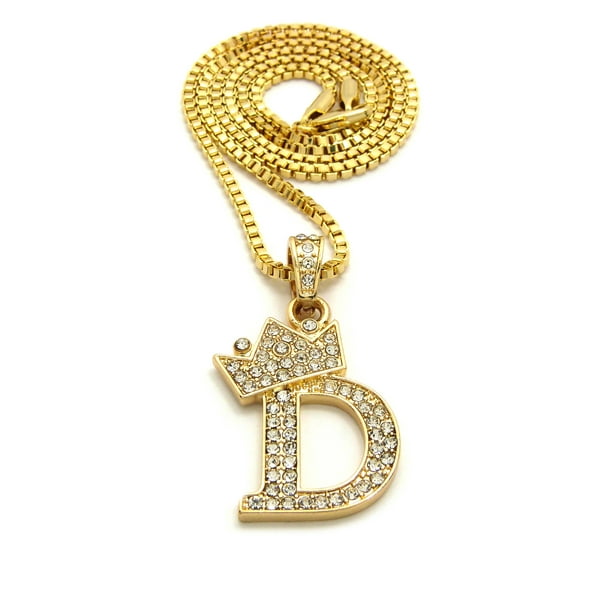 Unbrand - Stone Filled Small Initial Letter Alphabet D Pendant 2mm 24