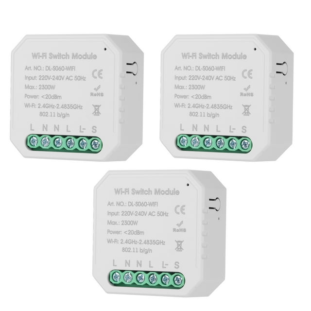3PCS Tuya MINI DIY One Way Smart Switch Small Body APP Remote Control WiFi Switch Timer Light Switch Compatible With Google Home/Nest & Alexa