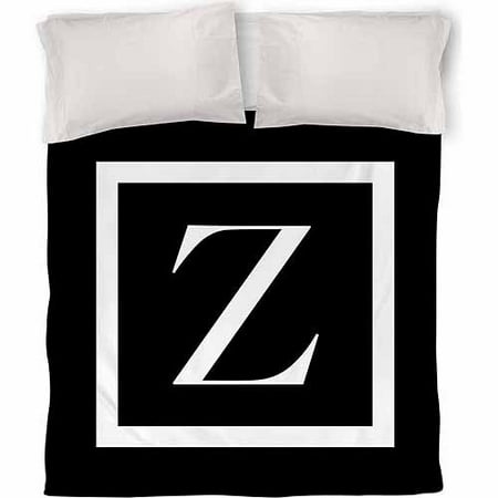 IDG Classic Block Monogram Duvet Cover, Black