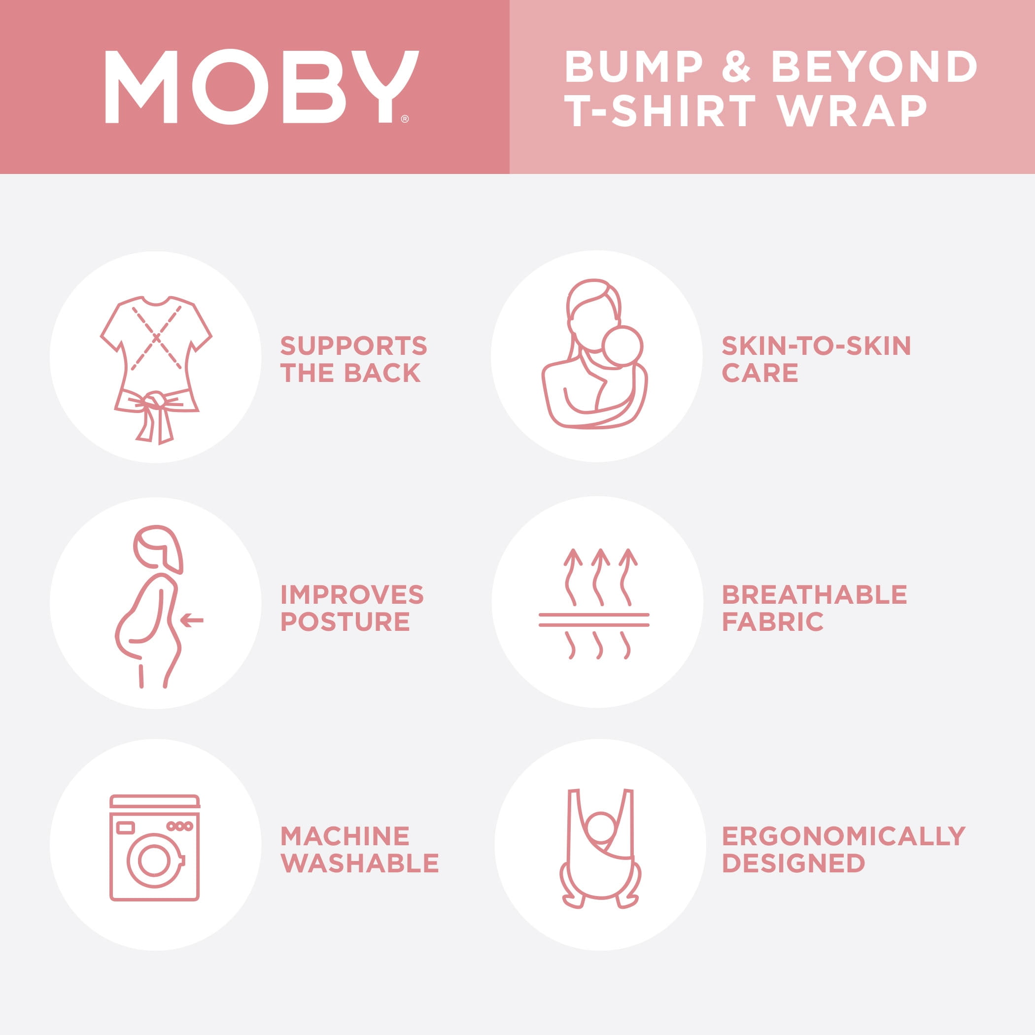 Moby Wrap Bump & Beyond T-Shirt Wrap Baby Carrier, Black