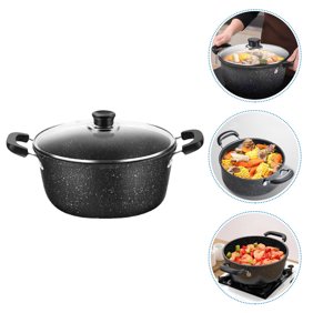 OFFIGAM Black Soup Pan with Lid Nonstick Cooking Pot for Home Users 1Pack