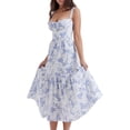thumbnail image 2 of Gupgi Robe Florale pour Femmes, Robe Midi à Bretelles Spaghetti, Robe d'Été avec Poches, 2 of 9