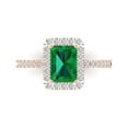 thumbnail image 2 of 1.86ct emerald cut green emerald 18k rose gold halo Bridal Wedding Engagement Promise Anniversary Ring for Women size 8.75, 2 of 7