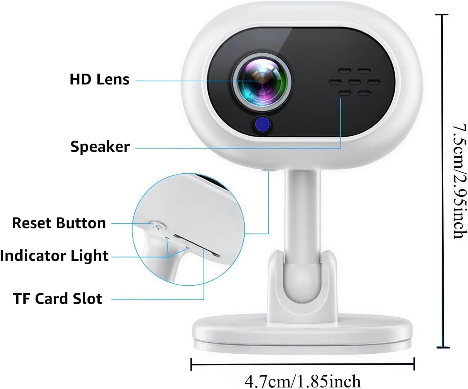 1080P HD Wireless Wi-Fi Camera  Indoor Security Camera for Baby Monitor, Dog Camera w/Motion Detection, Night Vision