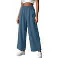thumbnail image 5 of Guluxicc Womens Casual Cropped Pants Elastic Waist Wide Leg Trousers with Side Pockets Solid Color Sweatpants, 5 of 5