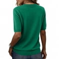 thumbnail image 5 of Hearthz Women's Short Sleeve Sweaters Knit Work Sweaters Tops Trendy Crew Neck Womans Shirt Business Casual Lightweight Women's Tunic Tops, 5 of 8