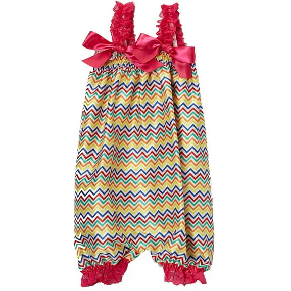 Wenchoice Pink & Yellow Zigzag Bubble Romper Girl's M(12M-24M)