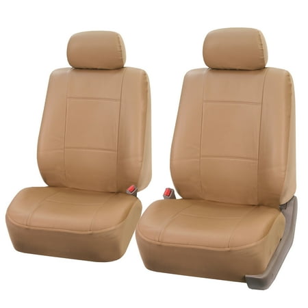 FH Group Faux Leather Seat Covers, Pair, Tan