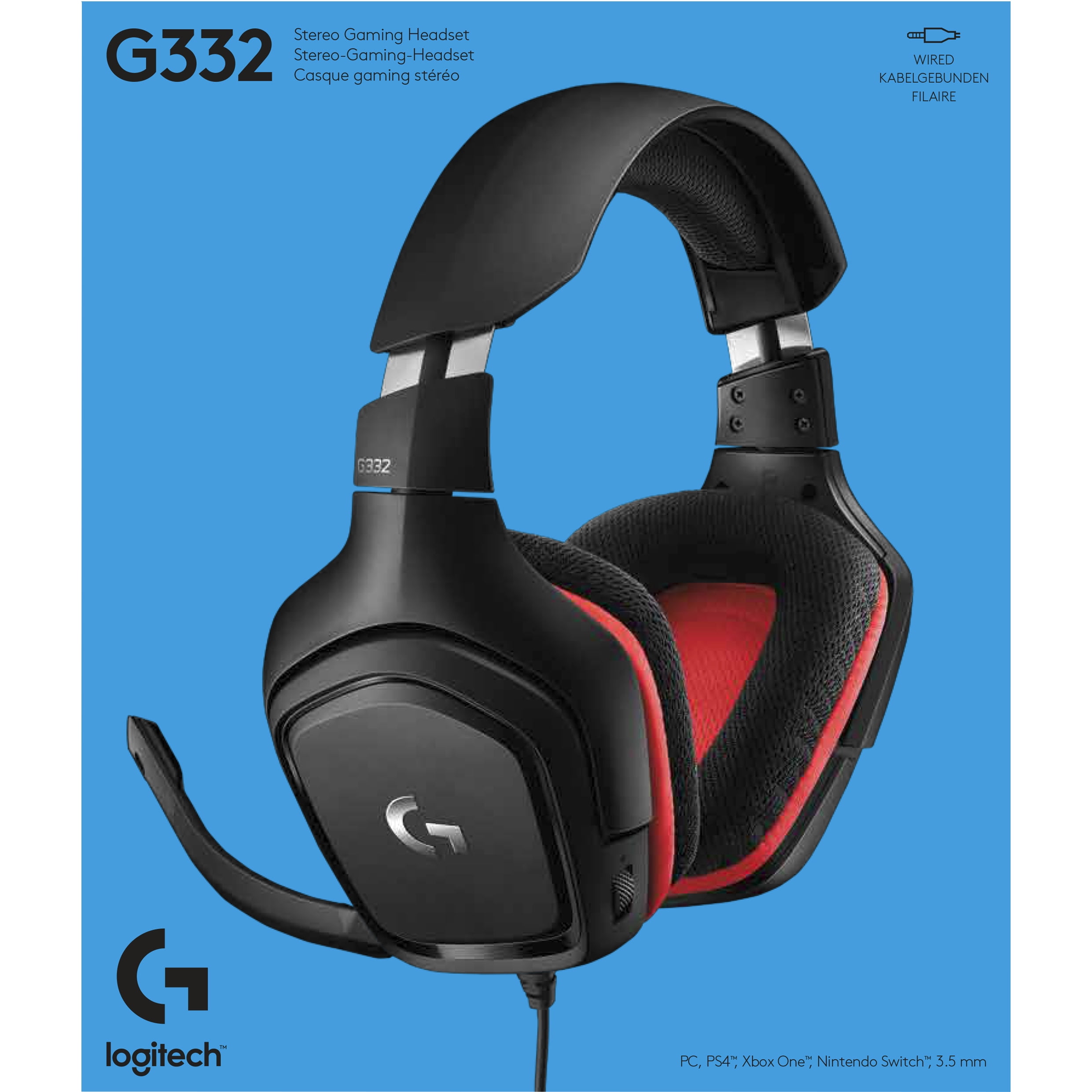 Logitech G332 Wired Gaming Headset, Rotating Leatherette Ear Cups, 3.5 mm  Audio Jack, Flip-to-Mute Mic, Lightweight for PC,Xbox One,Xbox Series  X