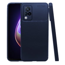 Funda de Silicon Uso Rudo Atti Rugged Carbon Vivo V21 Azul Marino 1pz Mas Mica 9D