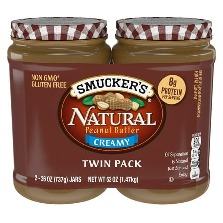 Product of Smucker's Natural Creamy Peanut Butter, 2 pk./26 oz. [Biz (Best Natural Peanut Butter Brand)