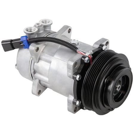 AC Compressor & 125mm 2 Groove A/C Clutch Replaces Sanden SD7H15 4408 w/ 12v Coil & 2-Wire Clutch Switch - BuyAutoParts