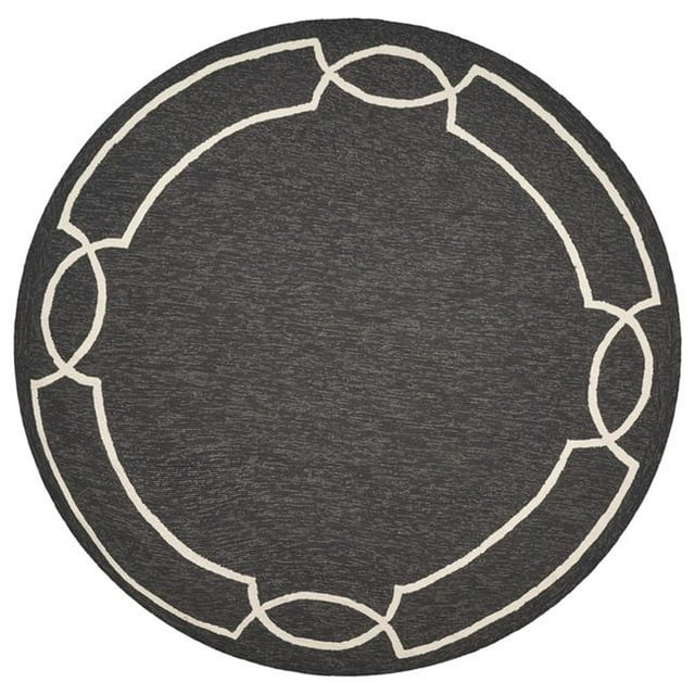 HomeRoots 354111 7 ft. Round UV-Treated Polypropylene Onyx Area Rug