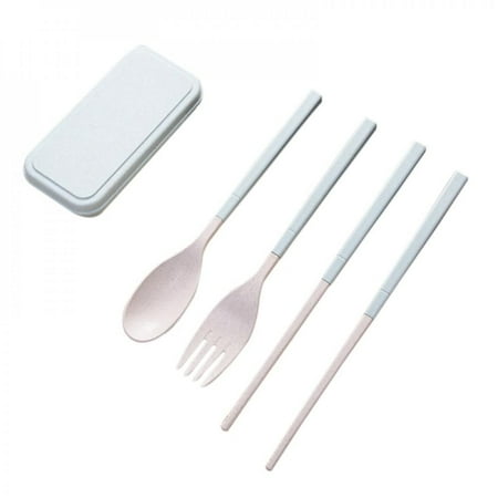 

[CLEARANCE PRICE]Wheat Straw Portable Folding Tableware Three-piece Set Outdoor Children s Tableware Chopsticks Spoon Travel Tableware Set Beige