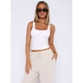 thumbnail image 5 of Women'S Sleeveless Square Neck Tank Top Double Layer Basic Crop Tops Summer Fitness Workout Casual Tops White M, 5 of 9