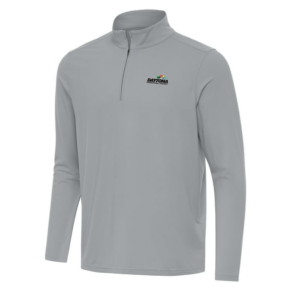 Men's Antigua Gray Daytona International Speedway Intent Quarter-Zip Top