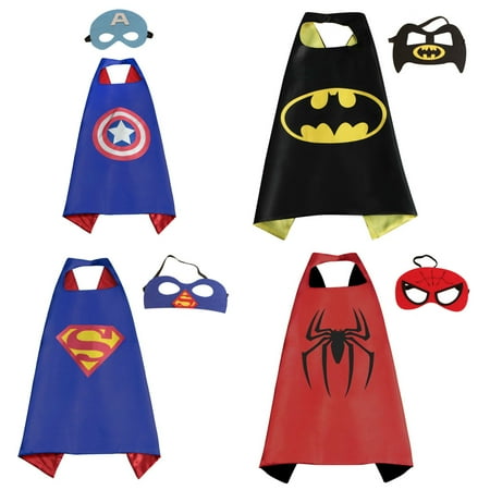 4 Set Superhero  Costumes - Capes and Masks with Gift Box by (Best Superhero Costumes Ever)