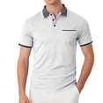 thumbnail image 2 of Fabrcox Men's Polo Shirts Short Sleeve Collared Button Down Men's Golf Shirts Color Block Outdoor Mens Big and Tall Shirt with Pocket, 2 of 6