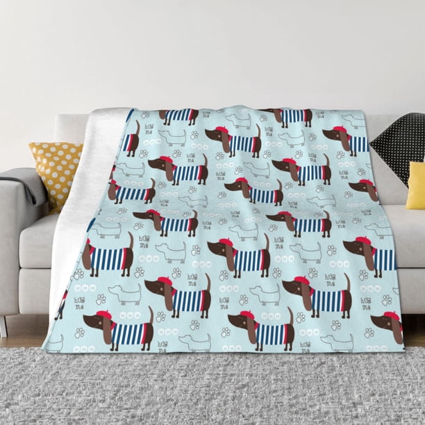 Fotbe Dachshund Dog Puppy Manta de Franela con Estampado, Manta Ultrasuave para Cama, Sofá, Auto, Hipoalergénica y Antibolitas-60"x50"
