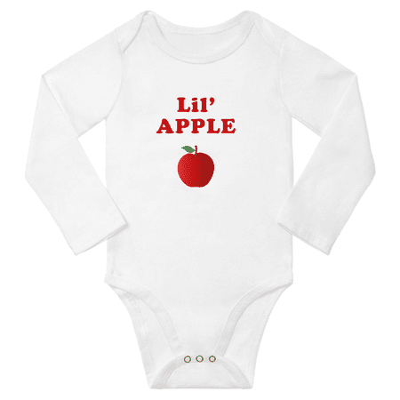 

Cute Baby Long Bodysuit Lil Apple Fruit Funny Boy & Girl Baby Clothes Unisex (White 12-18 Months)