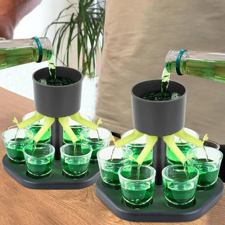

GXSR Shot Glass Dispenser And Holder With 6 Glasses - Drinking Card Game And Storage Bag - Drink Dispenser For Cocktails Liquor Beverage Spirits - Shot Pourer Set For Parties Bars