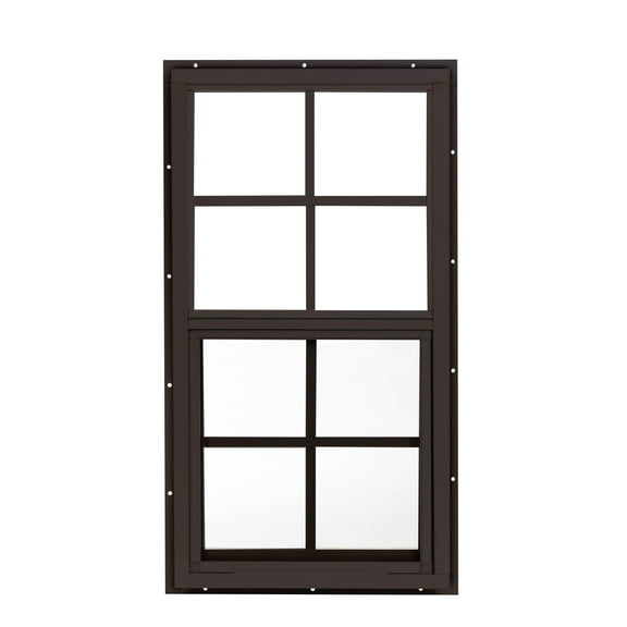 Shed Window 14" W x 27" H, Flush Mount Brown for Sheds, Playhouses, and Chicken Coops 1 PK (W1427BR-BX1)