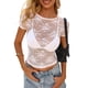 thumbnail image 1 of Blusa PRETTYGARDEN para Mujer Verano Transparente de Encaje 2025 Blanca, 1 of 8