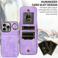 thumbnail image 2 of ELEHOLD Magnetic Wallet Case for iPhone 13 Pro, Built-in 360°Rotation Ring Stand,Slim Shockproof with Card Slot Retro PU Leather, Hybrid Rugged Drop Protective Cover, purple, 2 of 8