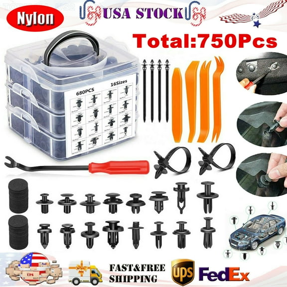 AIRKOUL 750 Pcs Car Retainer Auto Fasteners Push Trim Clips Pin Rivet Bumper Kit