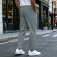 thumbnail image 3 of fatyb Mens Casual Pants Elastic Waist Drawstring Travel Pants Solid Color Lightweight Work Pants with Pockets, 3 of 7
