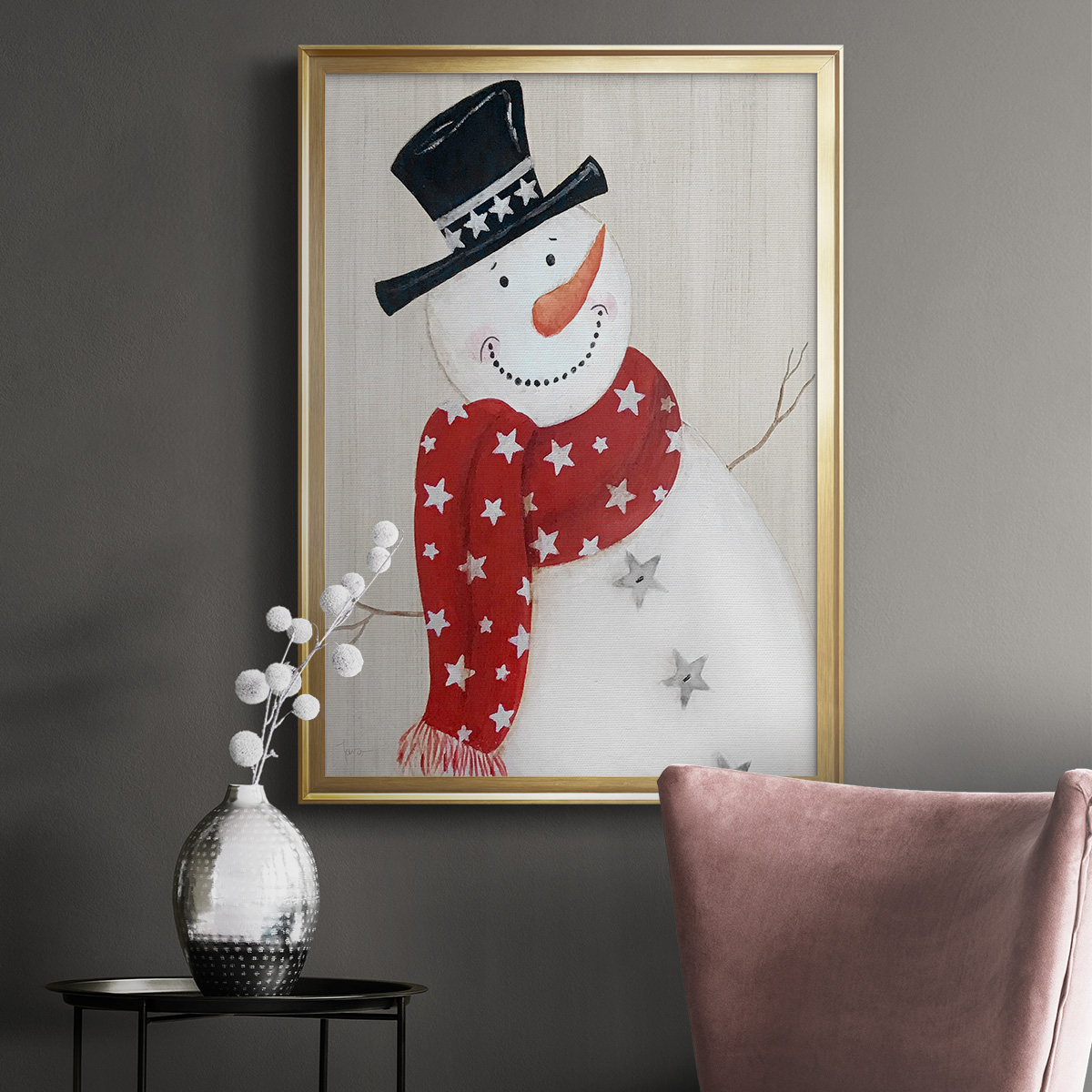 Festive Snowman I Premium Classic Framed Print - Ready to Hang
