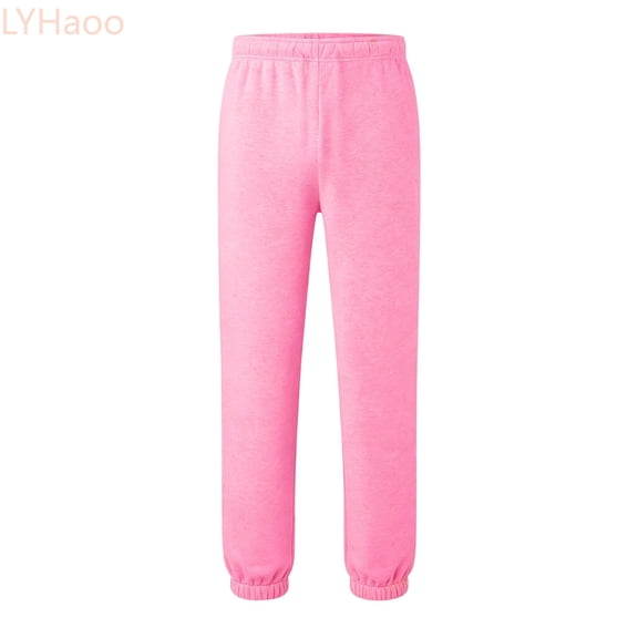 LYHaoo Boys Uniform Jogger Sweatpants, Elastic Waist Loose Fit School Pants For Kids Daily Activewear(Pink)