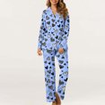 thumbnail image 4 of MIUOWANP Womens Big and Tall Pajama Sets Women's Valentine's Day Printed Pajama Set For Daily Home Wear With Pocket Blue L, 4 of 5