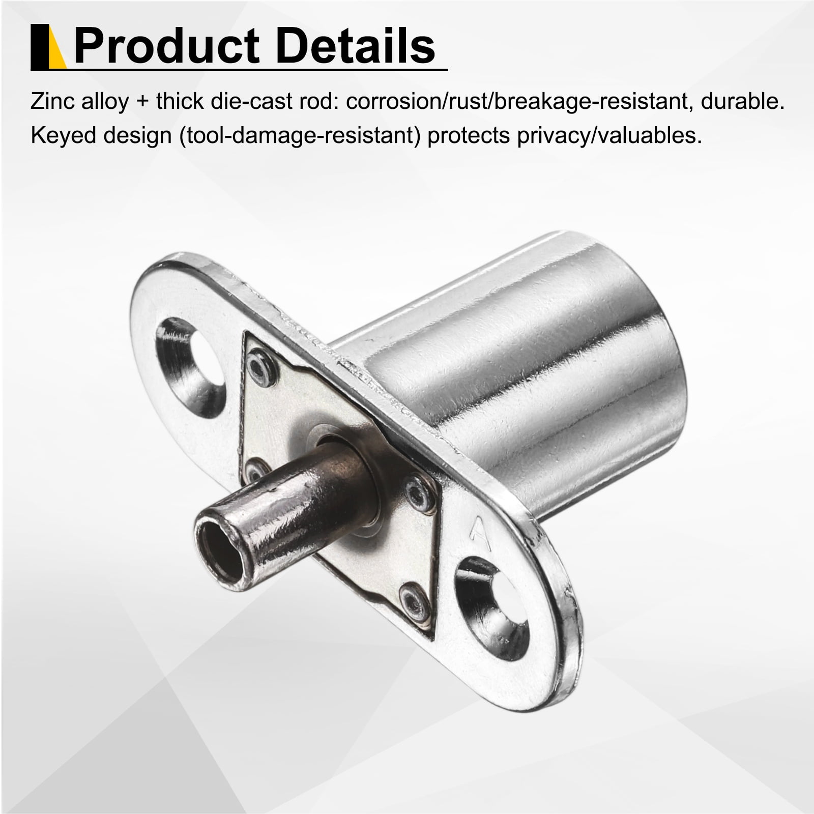 Uxcell Drawer Desk Push Plunger Lock, 4Pcs 7/8" Cylinder Diameter 1-7/16" Cylinder Length Zinc Alloy Sliding Cabinet Locks with Cross Screwdriver Keyed for Wardrobe Drawers, Silver