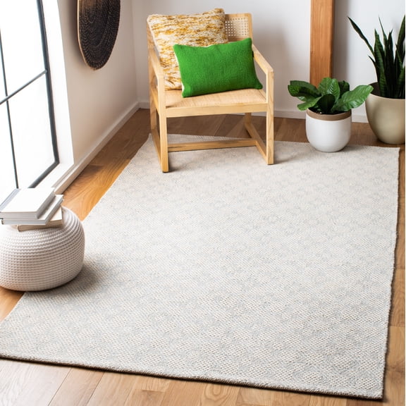Safavieh Cotton Kilim Kilim Damask Cotton Area Rug, Light Blue/Ivory, 5' x 8'
