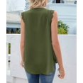 thumbnail image 6 of Women'S Summer Casual Sleeveless V Neck Lace Trim Tank Tops Loose Blouse Tees Green L, 6 of 7