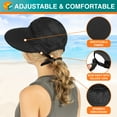 thumbnail image 6 of SUN CUBE Women Sun Hat for Outdoor UV Protection, Wide Brim Sun Hat Ponytail, Convertible Zip-Off Beach Hat Visor for Golf Gardening Pool Travel, Foldable Summer UPF50+ Visor Hat, Black, 6 of 9