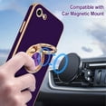 thumbnail image 5 of Case for iPhone SE Case 2022/2020, iPhone 8 7 Case Ring Holder Stand Magnetic Kickstand, Plating Gold Edge Soft TPU Bumper Cover Shockproof Protective Phone Cases Women Girls Boys, Dark Purple, 5 of 14