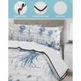 thumbnail image 4 of Quilts Twin Size Bedding Set, Blue Jellyfish Coastal Lightweight Quilted Comforter, Beach Starfish Nautical Coral Retro Soft Reversible Bedspread Coverlet with Pillow Covers for All Season, 68" x 86", 4 of 7