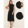 thumbnail image 2 of DARING DIVA Midi Ruffled Sleeve Mock Neck Casual Dress L Black, 2 of 6