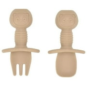 Newborn Food Grade Silicone Mini Fork Spoon Baby Panda Pattern Utensils Set Feeding Spoon Learn To Eat Children Tableware Set H
