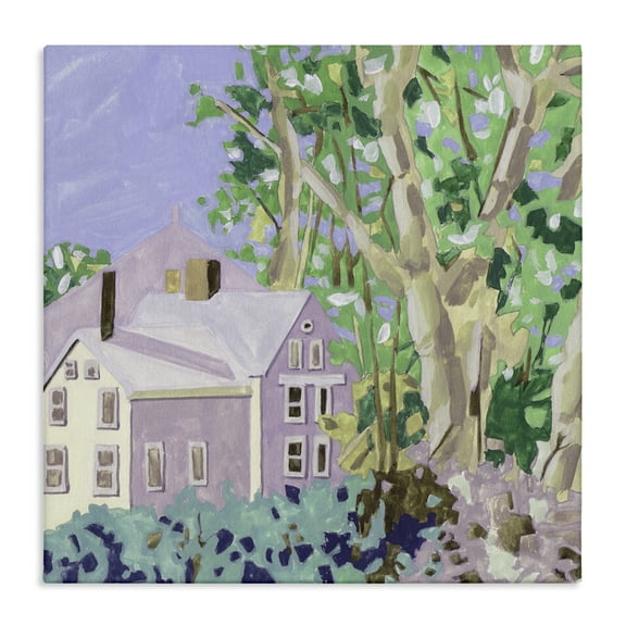 Stupell Industries Building View Through Trees Buildings & Architecture Painting Wrapped Canvas Art Print Wall Art, 17 x 17