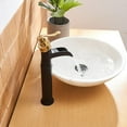 thumbnail image 3 of BWE Vessel Sink Faucet Waterfall Gold with Matte Black Single Hole with Pop Up Drain Without Overflow and Supply Lines Bathroom faucets for Sink One Handle Faucets Vanity Bath Mixer Tap Lead-Free, 3 of 7